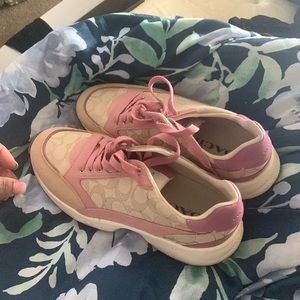 Pink and tan coach sneakers worn once
